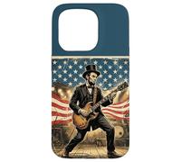 Abraham Lincoln Playing Electric Guitar 4th of July Vintage Case for iPhone 15 Pro