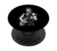 Abraham Lincoln Playing Guitar Funny Abe USA Music History PopSockets Adhesive PopGrip
