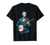 Abraham Lincoln Playing The Banjo Pop Art T-Shirt