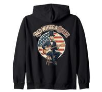 Abraham Lincoln Red White Blues Funny Patriotic Guitar Lover Zip Hoodie