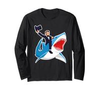 Abraham Lincoln Riding A Shark, Men Boys, 4th of July Abe Long Sleeve T-Shirt