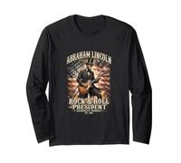 Abraham Lincoln Rock and Roll President US Flag Long Sleeve T-Shirt