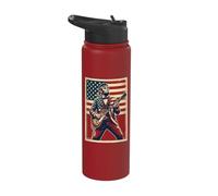 Abraham Lincoln Rock Star American Flag Guitar Stainless Steel Insulated Water Bottle
