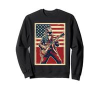 Abraham Lincoln Rock Star American Flag Guitar Sweatshirt