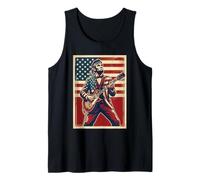 Abraham Lincoln Rock Star American Flag Guitar Tank Top