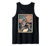 Abraham Lincoln Rock Star American Flag Guitarist Tank Top