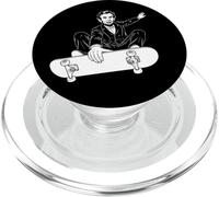 Abraham Lincoln Skateboarding Indy Grab White Print PopSockets PopGrip for MagSafe
