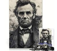 Abraham Lincoln with Cat Historic Portrait Jigsaw for Teenagers1000 Pieces Calm Game Bright Color Fun Challenge Christmas Surprise (38x52cm)