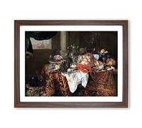 Abraham van Beijeren Banquet Still Life Classic Painting Framed Print | A2 Walnut Framed Wall Art | Ready to Hang | Classic Historical Picture | Living Room Bedroom Lounge Office