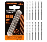 ABRAPRO 12pcs 1/8" Multipurpose Cutting Bits，M2 HSS for Rotary Tools | 3.2mm Spiral Multipurpose Cutting Bits, 12Pcs Rotary Tools Cut Out Bits for Wood, Plastic, Fiberglass, Drywall and Laminates