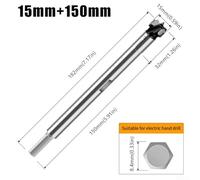 Abrasion Resistant Coating on the 150mm Extended Hex Shank Woodwork Tool (15mm)