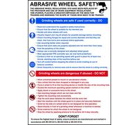 Abrasive Wheel Safety Poster - 400mm x 600mm - Durable 1.2mm Recyclable Polypropylene, Workplace Health & Safety Guide for Grinding Operations