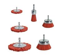 Abrasive wire brush nylon abrasive furniture embossed polishing wheel(6PC nylon brush 1/4 hex shank)
