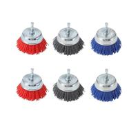 Abrasive wire brush nylon abrasive furniture embossed polishing wheel(6PC nylon brush bowl type 1/4 hex shank)