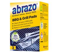 abrazo bbq & grill cleaner pads, 3x bbq cleaner with natural soap, large barbecue cleaning sponge, non toxic heavy duty degreaser for wire rack, grate