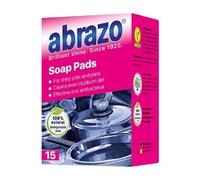 abrazo soap pads for washing up, pack of 15 multi-use steel wool sponges with soap for daily cleaning, non scratch scourer pad, biodegradable degreaser
