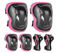 Abree Knee Pads For Kids Elbow Pads Wrist Pads 6pcs Thick Protective Gear Set For Scooter Bike Skateboard Roller Skates Cycling Skating Riding (Pink)