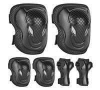 Abree Knee Pads For Kids Elbow Pads Wrist Pads 6pcs Thick Protective Gear Set For Scooter Bike Skateboard Roller Skates Cycling Skating Riding (Black)