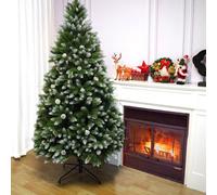 Abrihome 6Ft Artificial Christmas Tree,snowflake Spray White Belt Pine Cone Tree