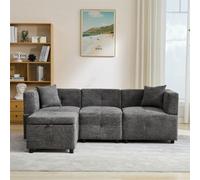 Abrihome 80" Grey L-Shaped Sectional Sofa With Removable Storage Ottoman For Living Room