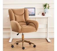 Abrihome Full Kd Velvet Fabric Material Adjustable Height Swivel Home Office Chair For Indoor Office With Gold Legs, Brown