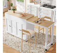 Abrihome Modern Extendable Bar Table (118-180X50X94Cm), Dining Table With Shelves & Six Storage, Standing Table Bistro Table, White & Grey