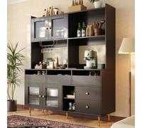 Abrihome Multi-Purpose Storage Cabinet, Black & Gold With Glass Door, For Home Or Restaurant Use