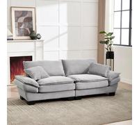 Abrihome Oversized 2 Seater Corduroy Sofa, Deep Seat Loveseat With Pillows, Modern Comfy Couch For Living Room, Apartment, Light Gray