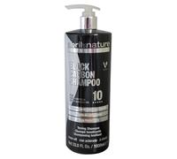 abril et nature - Professional Anti-Yellow Shampoo Black Carbon - Cool Blonde Toning - For Grey, Blonde & Bleached Hair - Exfoliating Activated Charcoal (1000 ml)
