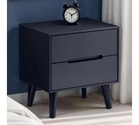 abrina wooden bedside cabinet with 2 drawers - anthracite