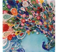 Abris Art Bead Embroidery Kit Colorful Tail. DIY Beadwork Craft Kit for Beginners. Hand Made Beading kit from, Ukraine. Stylish Needlework Set, Needlepoint Pattern Colorful Peacock Decor Wall Art
