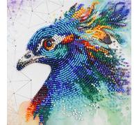 Abris Art DIY Preciosa Bead Embroidery Kit on Art Canvas Peacock, Needlework Craft Kit