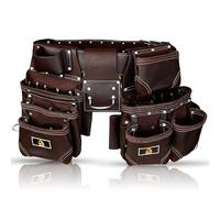 ABRIX Heavy Duty Grain Leather Tool Belt for Men Framing Rig 28 Pockets Carpenter Tool Belt with Tool Pouches Padded construction belt pauchas para construccion