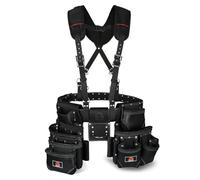 ABRIX Heavy Duty Tool Belt for Men - 4MM Thick Genuine Leather, Brass Buckle & Rivets | Foam Padded Comfort | 28-Pocket Carpenter & Framing Rig with Suspender | Work Belt Fit upto 32" to 52"