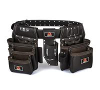 ABRIX Heavy Duty Tool Belt for Men - 4MM Thick Genuine Leather, Brass Buckle & Rivets | Foam Padded Comfort | 28-Pocket Carpenter & Framing Rig | Fits Waist 32 to 52 Inches | Professional Work Belt