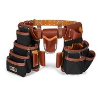 ABRIX Nylon Leather Tool Belts for Men Carpenter Tool Belt - Tool Pouch bag Heavy Duty Adjustable Tool Organizer (30"-52") with 28 Pockets for Construction, Electrician, and DIY Professionals