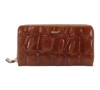 ABRO Purse Leather Maxi Cocco Zip Wallet Caramel/Cognac Brown
