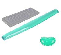 ABRONDA Silicone Gel Keyboard Wrist Rest Mouse Pad Wrist Support Set,Heart-shaped Translucence,Cool Hand Pillow Cushion Set, Ergonomic,Confortable (Green Pad Set)