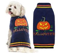 ABRRLO Halloween Dog Jumpers Pumpkin Sweater Dog Halloween Costumes Puppy Cat Turtleneck Knitwear Winter Warm Pet Clothes Funny Holiday Party Outfit Apparel for Small Midum Large Dogs(Blue,M)
