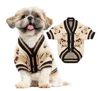ABRRLO Small Dog Jumpers Cute Bear Dog Cardigan Sweater for Small Dogs Boy Girl Puppy Cat Knitting Cardigan Outfits Doggy Winter Coats Warm Pet Dogs Clothes Soft Knitwear(Beige,M)