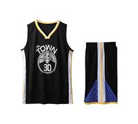 ABRTJCL 2-Piece Basketball Jersey T-Shirt Vest and Shorts Kids/Adult, Basketball Jersey Kit No.30 for Kids/Adult, Basketball Jersey and Shorts Kids/Adult Black XXL