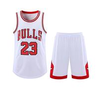 ABRTJCL Unisex Kids/Adult Basketball Jersey Shirt, 2 Piece Sleeveless Cool Basketball Outfit for Kids/Adult White L