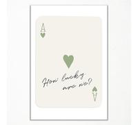 abrtolpffo Trendy How Lucky Are We Canvas Wall Art, Sage Green Ace of Hearts Poker Art Print, Retro Playing Card Aesthetic Poster for Bedroom, Inspirational Quotes Wall Decor 8x12in Unframed