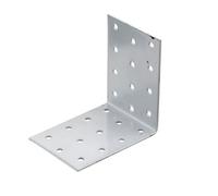 Abru Silver Effect Powder-Coated Steel Perforated Angle Bracket (H)60mm (W)80mm (L)80mm