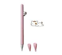 Abruga Pencil Case, Protective Cover & Sleeve Accessories for Apple Pencil 2nd Gen & Pro, Silicone Cute Soft Touch, Lightweight Anti-Slip Shock Protection, Ultra Thin Cat Design Holder (Cat-Pink)
