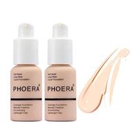 ABRUS® - 2 Pack Phoera Foundation,Full Coverage Foundation, Concealer Foundation Full Coverage Flawless Cream Smooth Long Lasting New 30ml PHOERA 24HR Matte Oil Control Concealer (102 Nude)