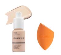 ABRUS® - Phoera Foundation Makeup, Full Coverage, Soft Matte Oil Control Concealer, Liquid Foundation Long Lasting 24HR Waterproof 30ml (101 Porcelain & Makeup Sponge)
