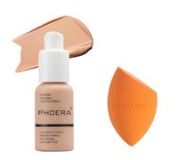 ABRUS® - Phoera Foundation Makeup, Full Coverage, Soft Matte Oil Control Concealer, Liquid Foundation Long Lasting 24HR Waterproof 30ml (103 Warm Peach & Makeup Sponge)
