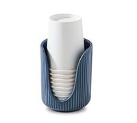 ABRUTY Bathroom Cup Dispenser, 3oz-4oz Ceramic Paper Cup Holder, Small Countertop Mouthwash Dixie Cups Accessories, for Vanity Countertops, Bathroom, Kitchen, and Dining Room, Blue