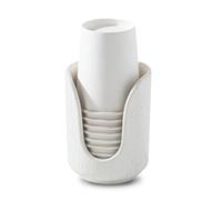 ABRUTY Bathroom Cup Dispenser, 3oz-4oz Ceramic Paper Cup Holder, Small Countertop Mouthwash Dixie Cups Accessories, for Vanity Countertops, Bathroom, Kitchen, and Dining Room, Sand